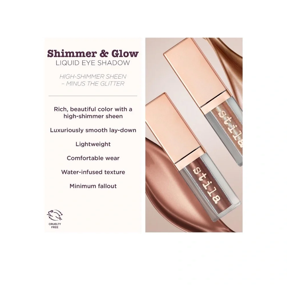 STILA • SHIMMER & GLOW LIQUID EYE SHADOW • KITTEN • NIB - Picture 6 of 10
